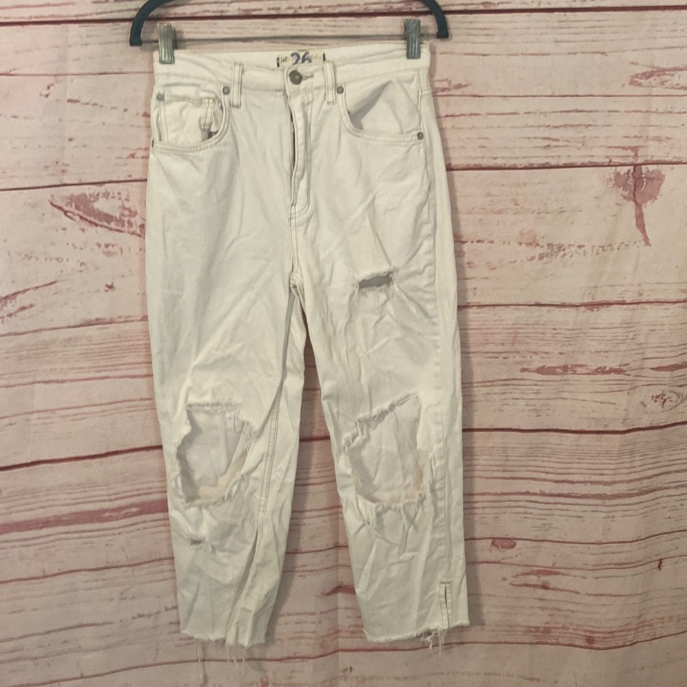 We the Free destroyed cropped high waisted boyfriend jeans